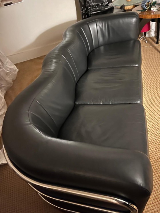 Image 1 of Three-Seater Sofa Onda by Zanotta Black Leather
