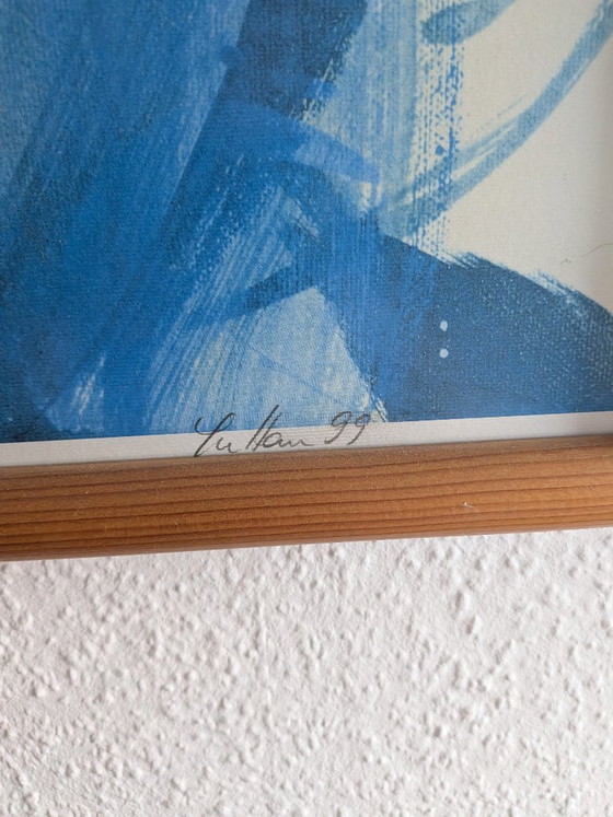 Grande lithographie/œuvre graphique abstraite en couleurs de Susanne Hauenstein (1999), signée à la main et (photo 3 of 5)