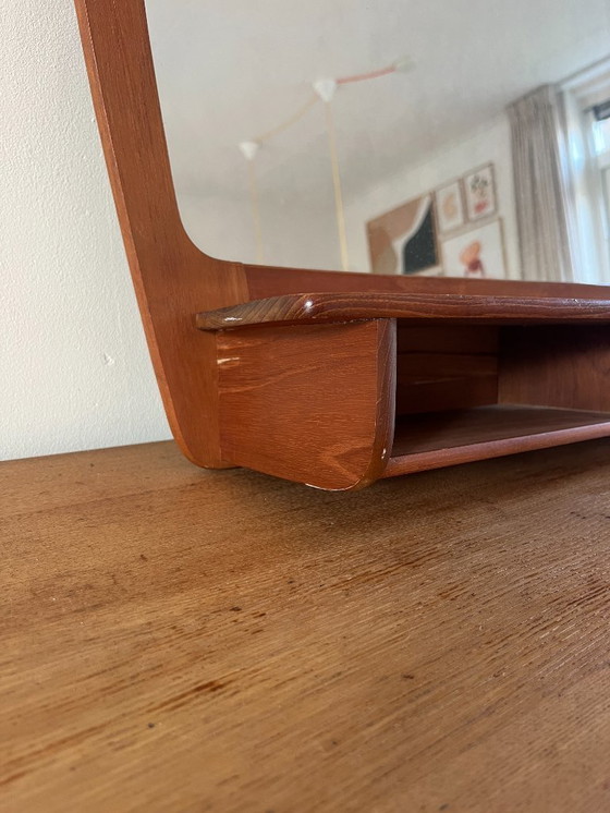 Image 1 of Vintage Danish teak mirror with 2 compartments
