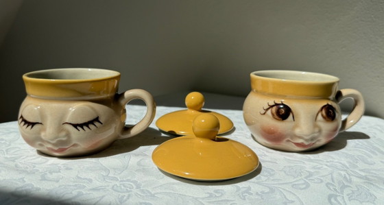 Ditmar Urbach Face Cup Set of 2 Art Object Vintage Pottery – Sculpture, Ceramic (photo 4 of 9)
