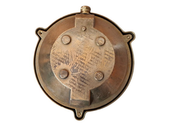 Image 1 of Vintage nautische wandlamp van massief messing – authentieke industriële stijl