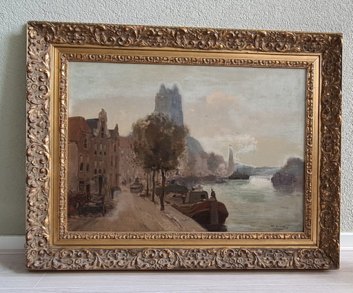 Jan Knikker – Ansicht einer Stadt, signiert