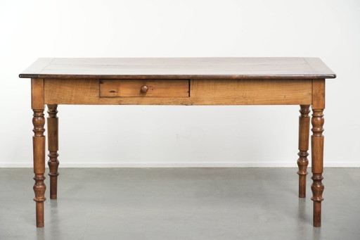 Antique and Characterful 19th-Century French Cherry Wood Dining Table in a Subtle Size