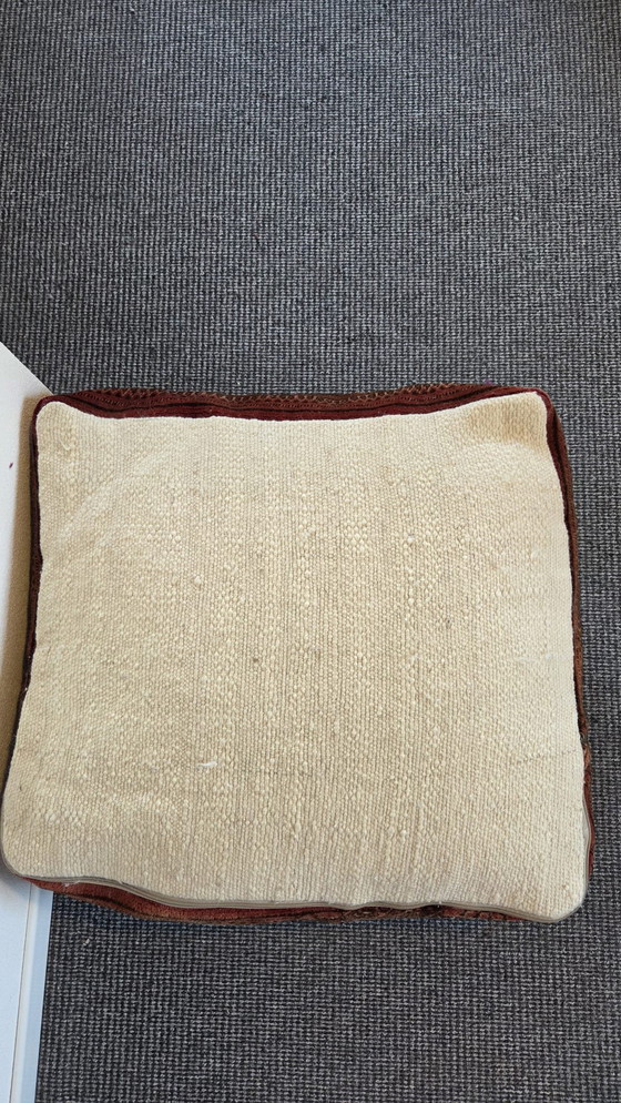 Image 1 of Vintage pastelkleur poef, boho chic zitkussen