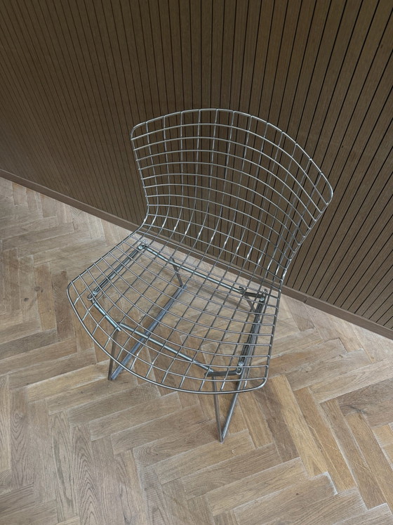 4x Knoll Bertoia Side Chair Chrom, Esszimmerstühle, Metall, Stoff, Beige (Foto 4 von 8)