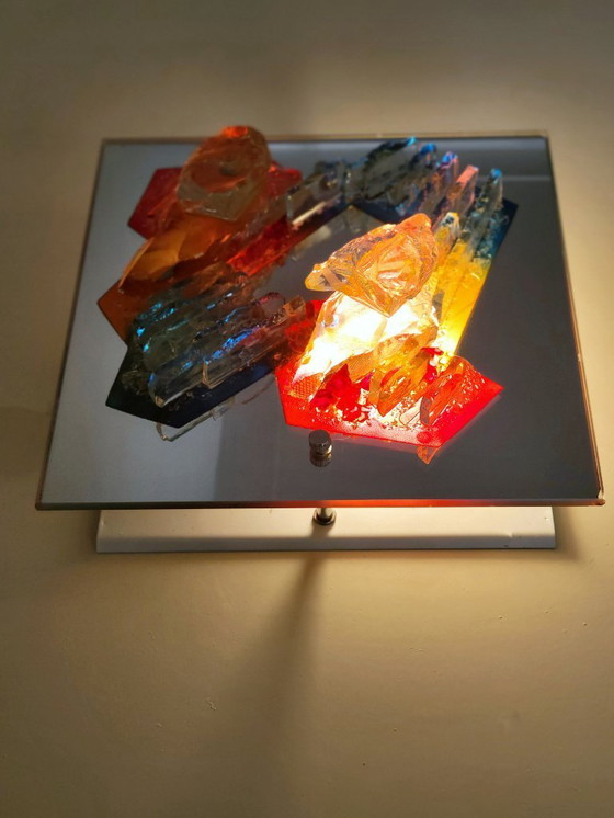Image 1 of Vintage Brutalist broken glass wall lamp 1971