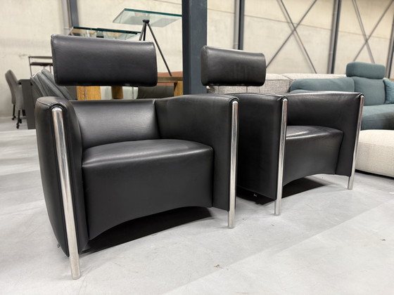 Image 1 of 2 poltrone Leolux Goncharov in pelle nera