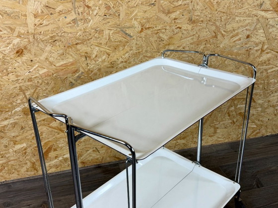 Image 1 of 1960s/70s Serving Trolley/Dinette Side Table, Space Age Design, Chrome/White