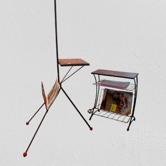 Image 1 of Beistelltisch mit Leselampe und passendem Zeitungstisch