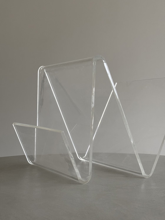 Image 1 of Tijdschriftenhouder van transparant plexiglas, 70s