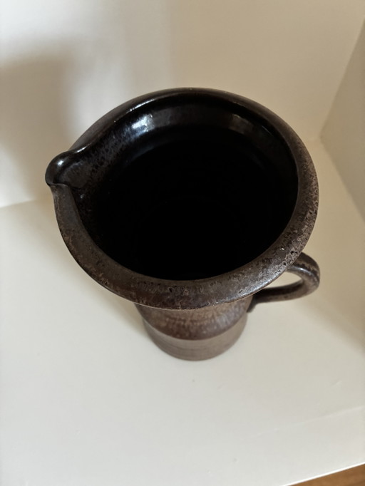 Vintage brutalist vase, brown earthenware, 1960s/70s