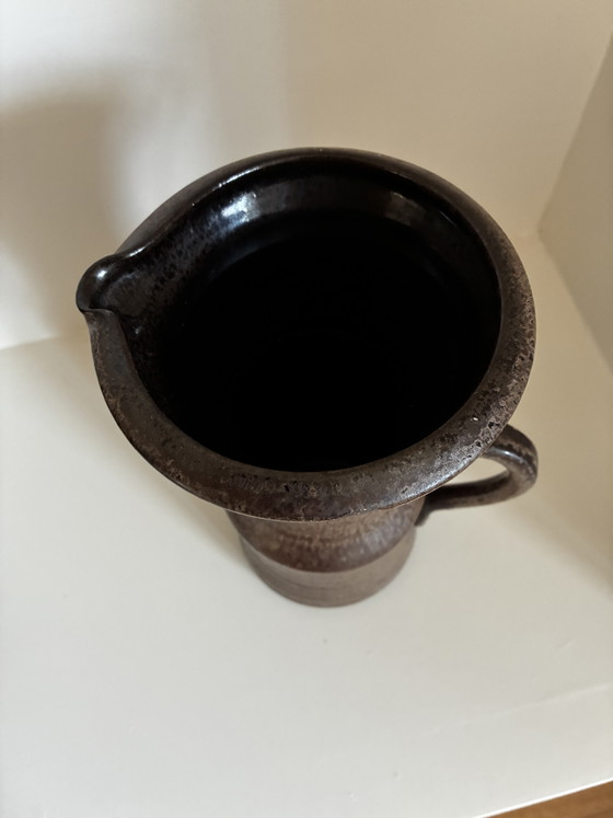 Image 1 of Vintage brutalist vase, brown earthenware, 1960s/70s