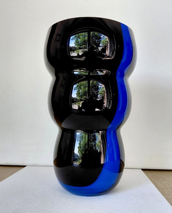 Vintage Christinenhütte Bubble Vase - Black/Blue 1980s – Glass (photo 4 of 11)