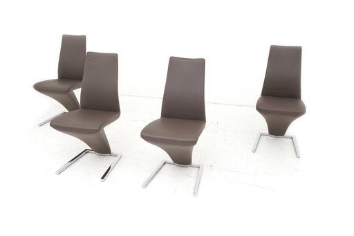 Rolf Benz 7800 Leder braun 4 Stühle Stuhl Stühle Freischwinger Klassiker