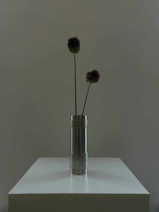 Vintage brutalist stainless steel vase