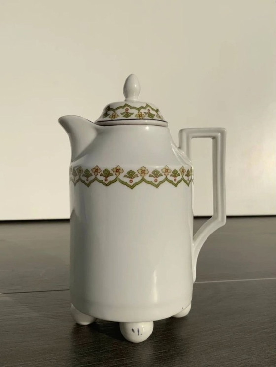 Image 1 of Caffettiera in porcellana Art Déco - Stile "Alt Wien" - Quattro piedini a sfera - c. 1920-1930