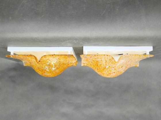Image 1 of Paire d'appliques murales en verre de Murano, conçues par Toni Zuccheri pour Mazzega, années 1970