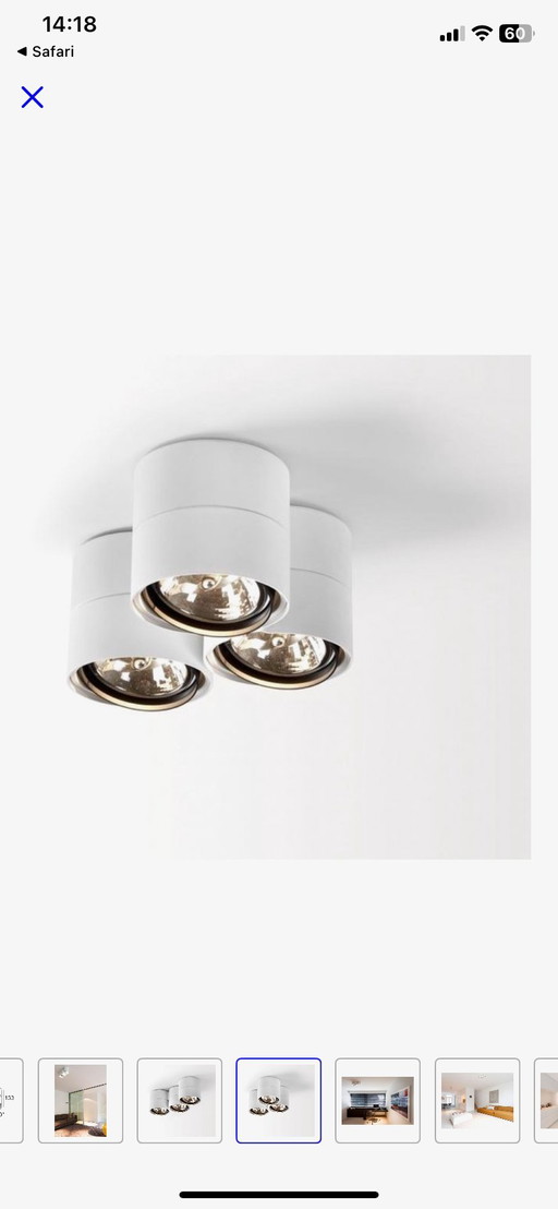 3x Delta Light Link 311 surface mounted spotlight (3x3 halogen) (design, white)