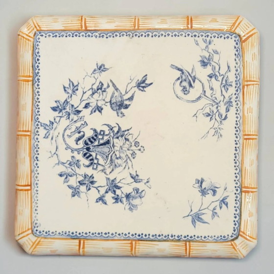 Trivet in Creil and Montereau faience, Japonese-style decoration., Table accessories, Porcelain (photo 7 of 7)