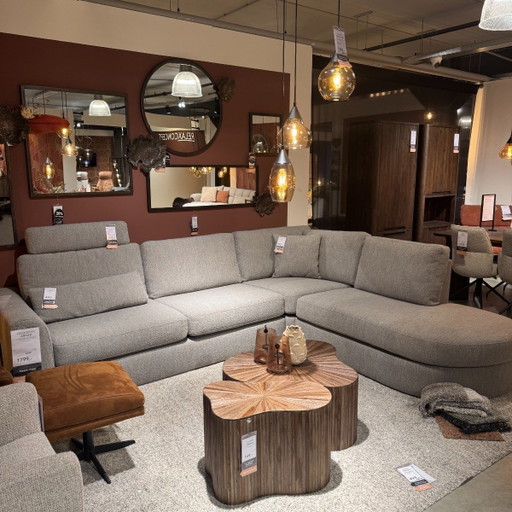 Arnad - Tissu gris - Rond – Pronto Wonen, hoekbanken, Plastic, Textile