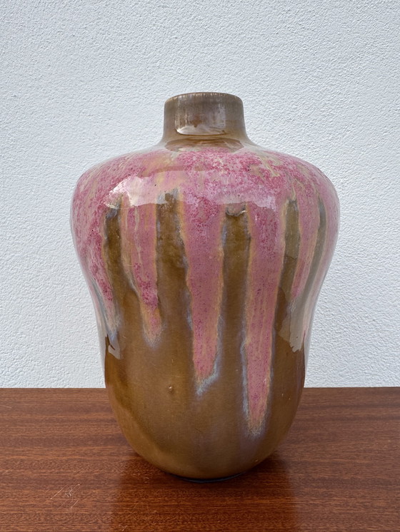 Image 1 of Vaso in gres smaltato rosa Art Déco