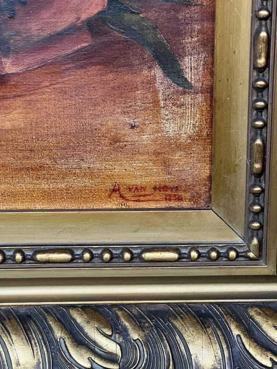 Landschap gesigneerd "Papavers". Olieverf op doek. – Schilderijen & Tekeningen, Canvas (photo 4 of 7)