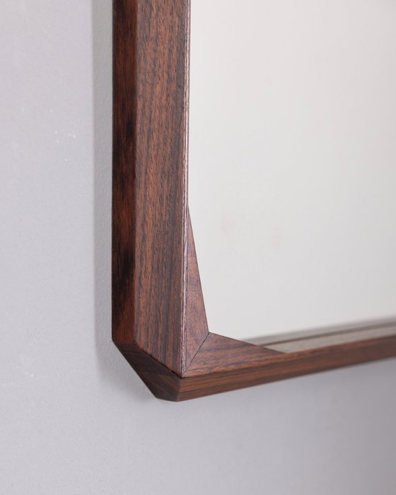 Image 1 of VINTAGE 1960s WALNUT WALL MIRROR DESIGNED BY DINO CAVALLI