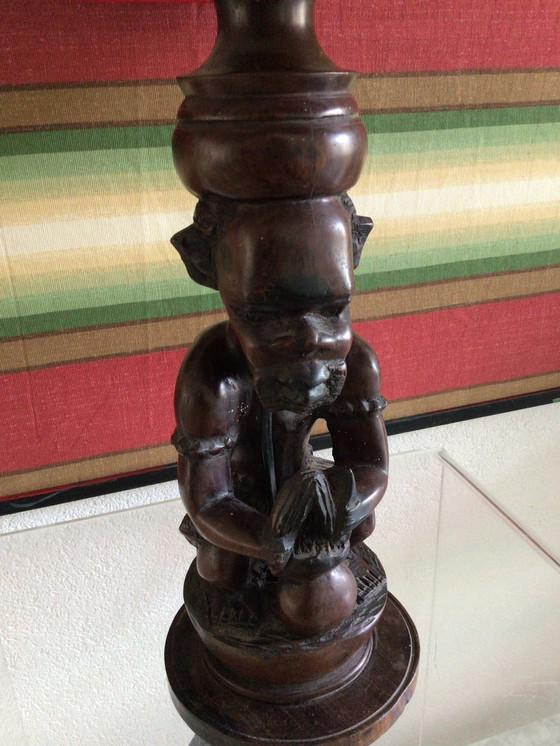 Image 1 of Pied de lampe vintage tribal
