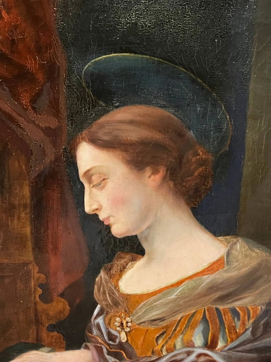 The painting "Young Girl Playing the Organ" – Paintings & Drawings, Canvas (photo 4 of 6)