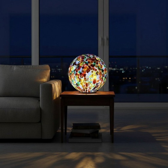 Image 1 of Hand-blown Murano Millefiori glass sphere table lamp