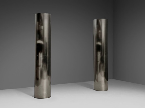 Image 1 of Monumentali lampade da terra in acciaio inossidabile di Targetti – Italia, anni '70
