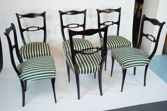 Image 1 of Mid-Century set of six dining chairs attributed to Paolo Buffa. Italy 1950s