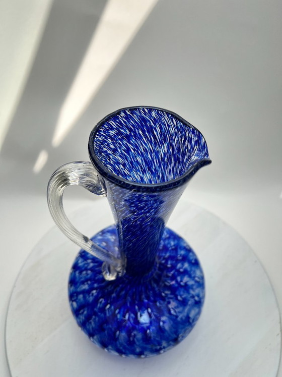 Image 1 of Vaso da fiori vintage in vetro da studio, 35 cm, blu cobalto, stile Murano.