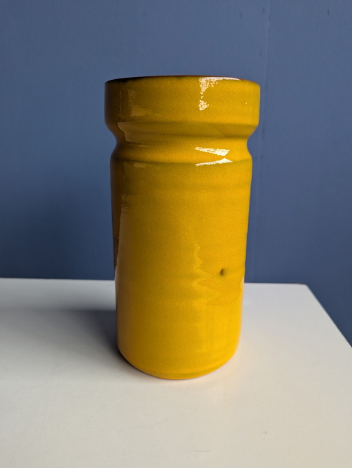Vintage ceramic vase - ochre yellow