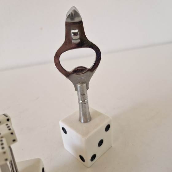 Image 1 of Vintage barset opener cocktailprikkers dobbelstenen fifties style