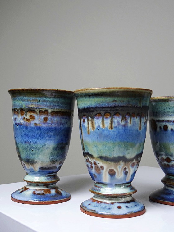 Image 1 of Set of 5 glazed ceramic mazagrans, 1960s-1980s