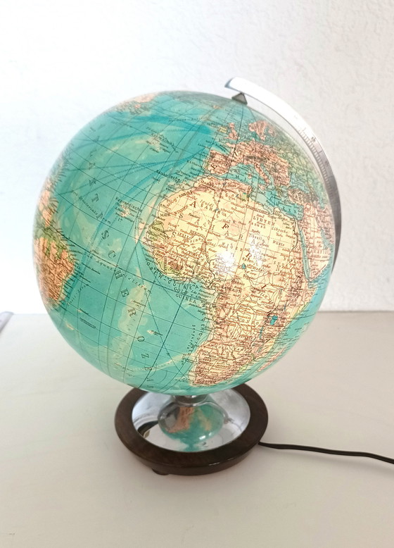 Image 1 of Columbus Verlag Globe mondial des années 50 en verre avec éclairage