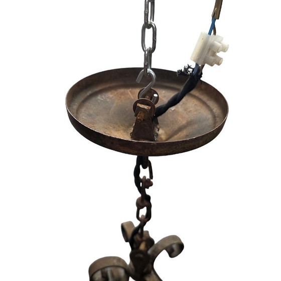 Image 1 of Farol de salón francés antiguo con vidrieras, finales del siglo XIX.