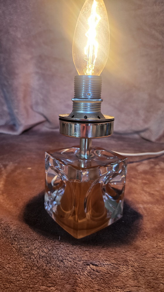 Image 1 of Lamp base cube resin orange retro