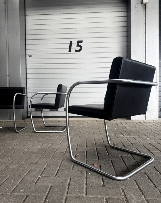 Image 1 of 6 sedie Brno di Mies van der Rohe, Fasem, in pelle nera