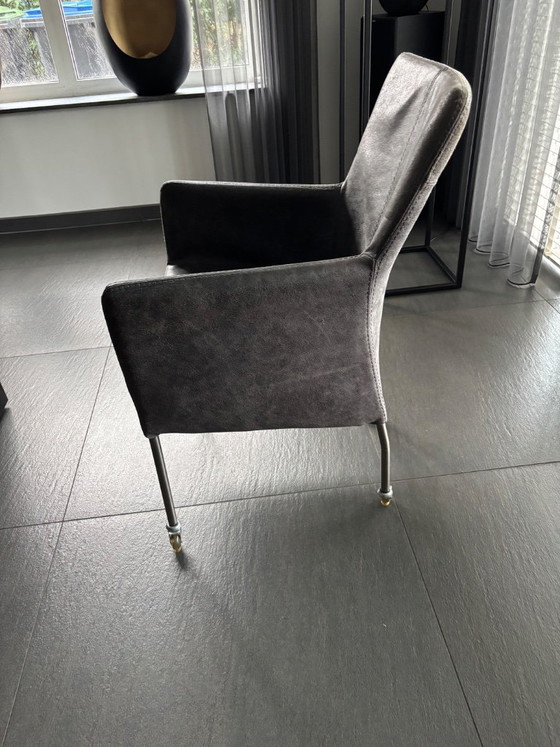6 Design Wildleder Esszimmerstühle, Grau, Rustic (Foto 8 von 10)