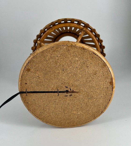 Image 1 of Lampe de table vintage en bambou et rotin – Style milieu du siècle