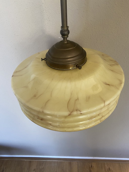 Vintage art deco ceiling lamp marbled glass