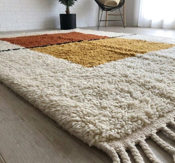 Groot traditioneel handgemaakt puur wollen Berber vloerkleed 3/4 m, Accupunto, Vloerkleden en tapijten, Zwart (foto 5 van 7)