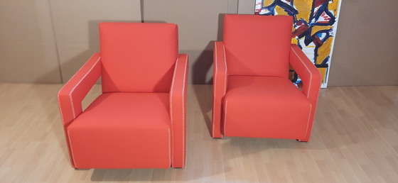 Image 1 of Cassina 2 Poltrona 637 Utrecht Nuova Mai Usata Lampo Rosso Lana 13L