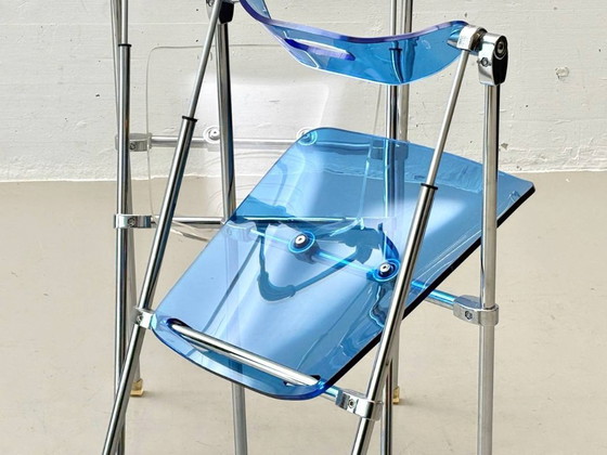 Image 1 of Set of 4 folding chairs made of acrylic by Giancarlo Piretti for Castelli, 1980s