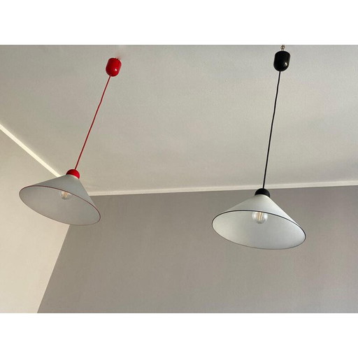 Vintage opal glass pendant lamps, Italy 1970