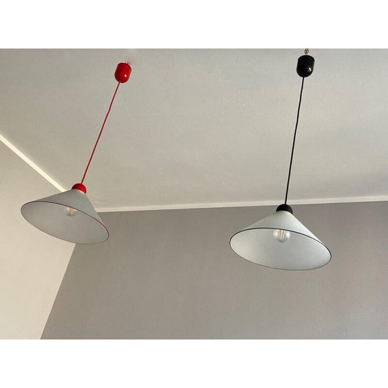 Image 1 of Vintage opal glass pendant lamps, Italy 1970