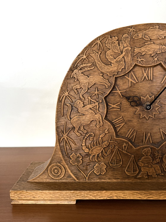 Image 1 of Orologio a pendolo vintage in rovere, Art Nouveau '73