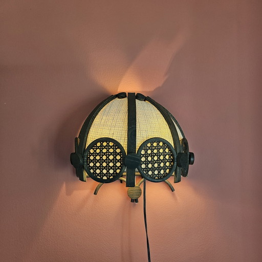 Vintage rattan wall lamp